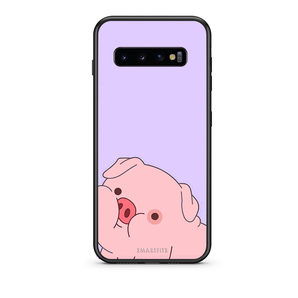 samsung s10 plus Pig Love 2 Θήκη Αγίου Βαλεντίνου από τη Smartfits με σχέδιο στο πίσω μέρος και μαύρο περίβλημα | Smartphone case with colorful back and black bezels by Smartfits