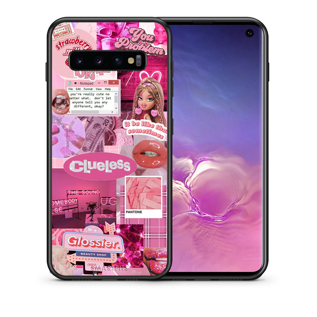 Θήκη Αγίου Βαλεντίνου Samsung S10 Pink Love από τη Smartfits με σχέδιο στο πίσω μέρος και μαύρο περίβλημα | Samsung S10 Pink Love case with colorful back and black bezels