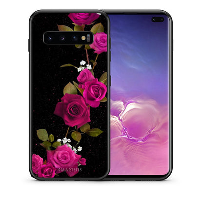 Θήκη Samsung S10+ Red Roses Flower από τη Smartfits με σχέδιο στο πίσω μέρος και μαύρο περίβλημα | Samsung S10+ Red Roses Flower case with colorful back and black bezels