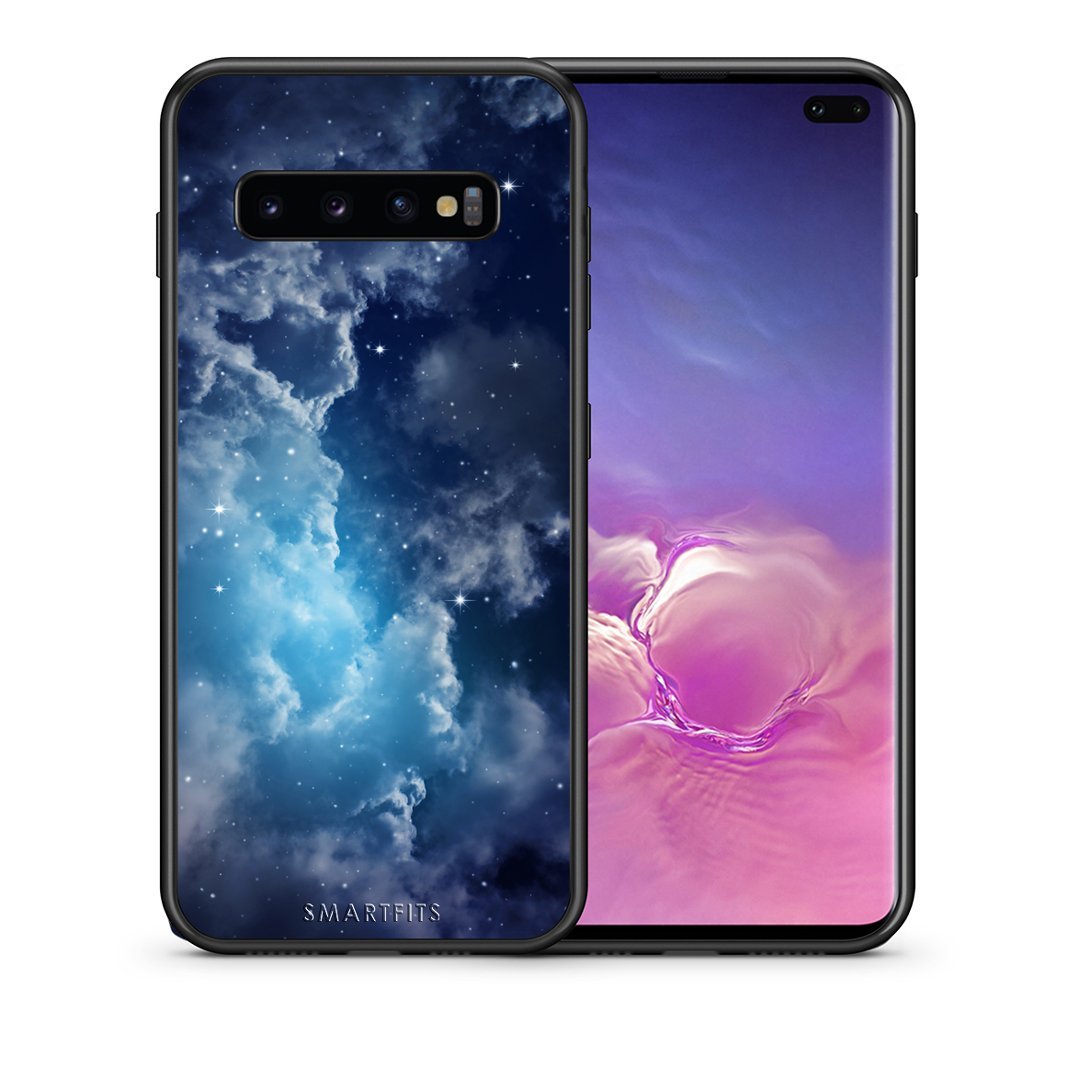Θήκη Samsung S10+ Blue Sky Galaxy από τη Smartfits με σχέδιο στο πίσω μέρος και μαύρο περίβλημα | Samsung S10+ Blue Sky Galaxy case with colorful back and black bezels