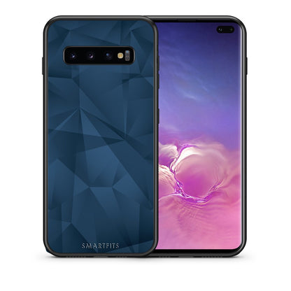 Θήκη Samsung S10+ Blue Abstract Geometric από τη Smartfits με σχέδιο στο πίσω μέρος και μαύρο περίβλημα | Samsung S10+ Blue Abstract Geometric case with colorful back and black bezels
