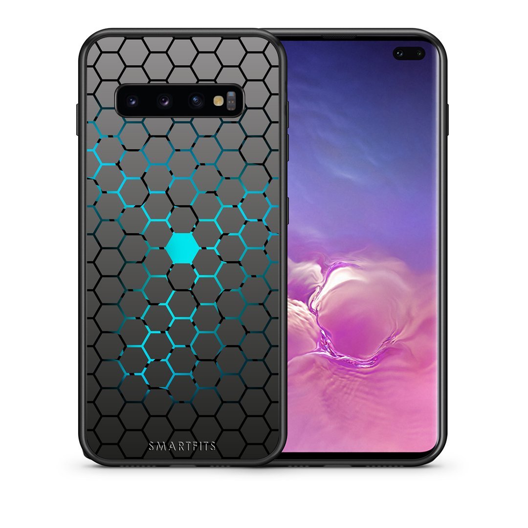 Θήκη Samsung S10+ Hexagonal Geometric από τη Smartfits με σχέδιο στο πίσω μέρος και μαύρο περίβλημα | Samsung S10+ Hexagonal Geometric case with colorful back and black bezels