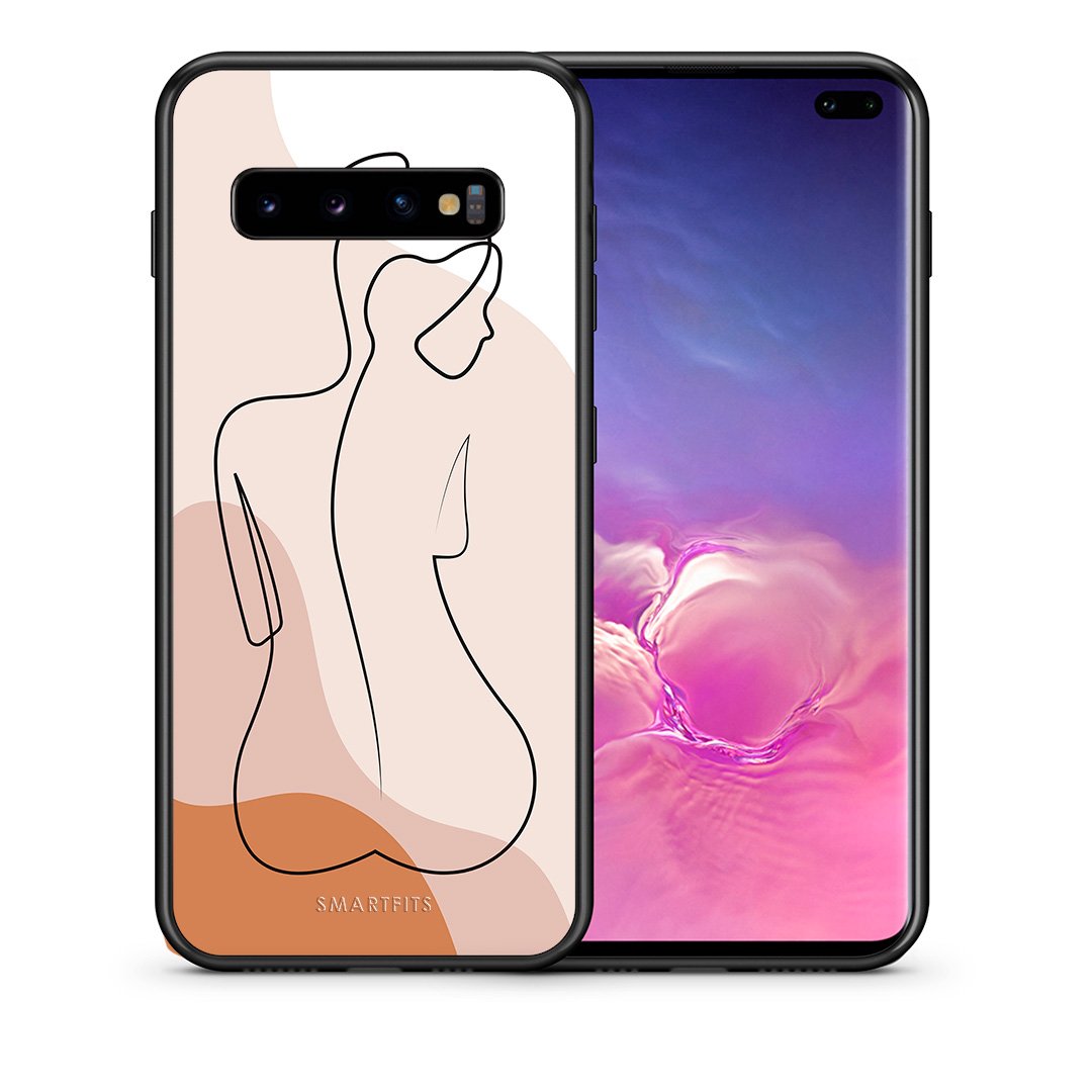 Θήκη Samsung S10+ LineArt Woman από τη Smartfits με σχέδιο στο πίσω μέρος και μαύρο περίβλημα | Samsung S10+ LineArt Woman case with colorful back and black bezels