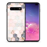 Thumbnail for Θήκη Samsung S10+ Hexagon Pink Marble από τη Smartfits με σχέδιο στο πίσω μέρος και μαύρο περίβλημα | Samsung S10+ Hexagon Pink Marble case with colorful back and black bezels