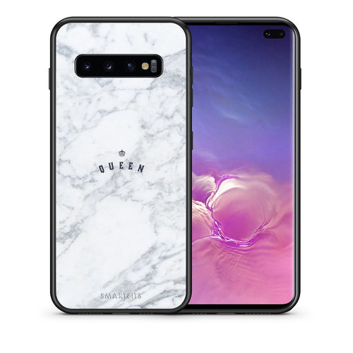 Θήκη Samsung S10+ Queen Marble από τη Smartfits με σχέδιο στο πίσω μέρος και μαύρο περίβλημα | Samsung S10+ Queen Marble case with colorful back and black bezels