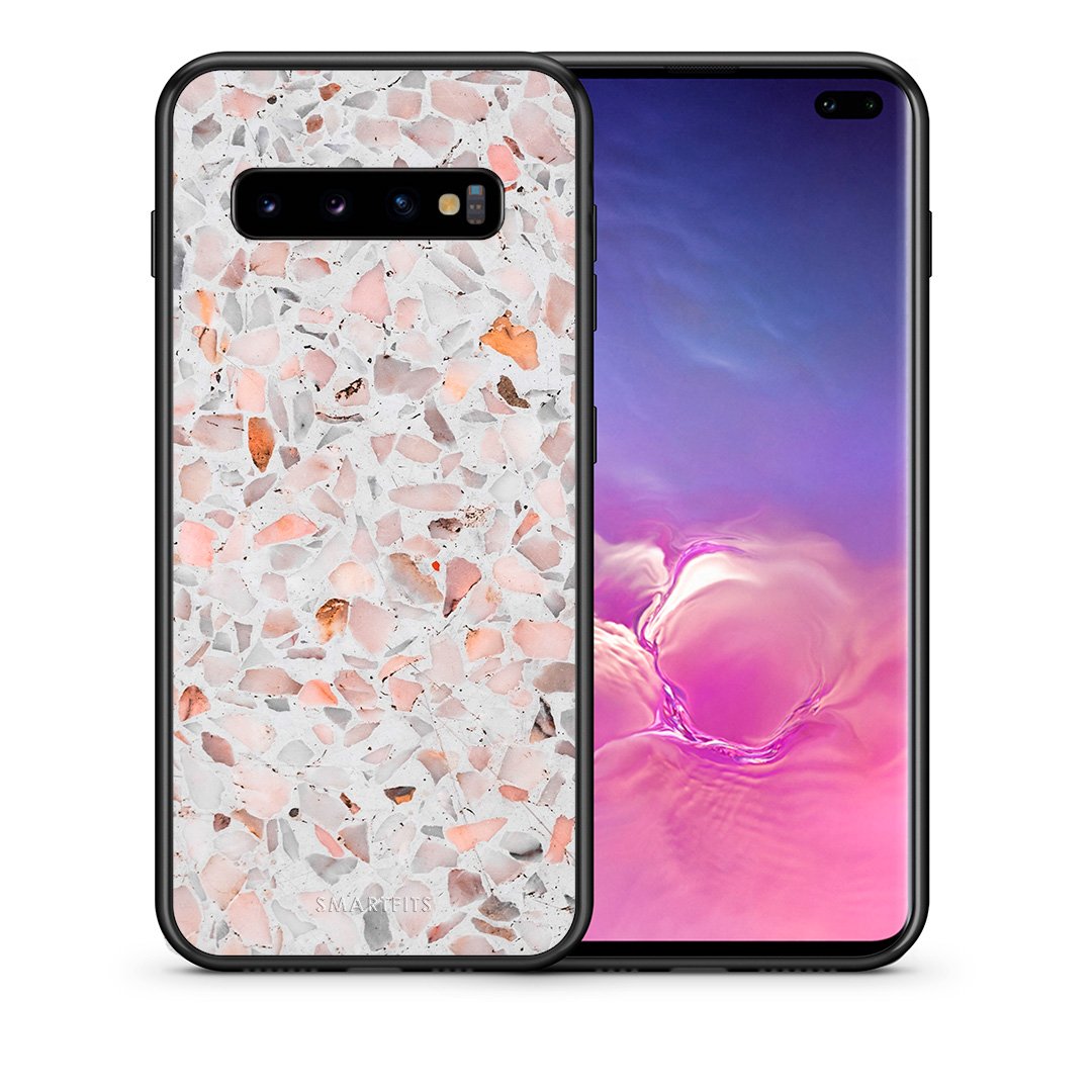 Θήκη Samsung S10+ Marble Terrazzo από τη Smartfits με σχέδιο στο πίσω μέρος και μαύρο περίβλημα | Samsung S10+ Marble Terrazzo case with colorful back and black bezels