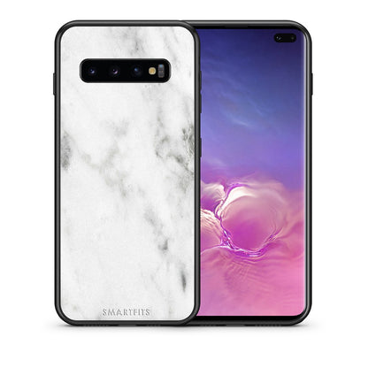 Θήκη Samsung S10+ White Marble από τη Smartfits με σχέδιο στο πίσω μέρος και μαύρο περίβλημα | Samsung S10+ White Marble case with colorful back and black bezels