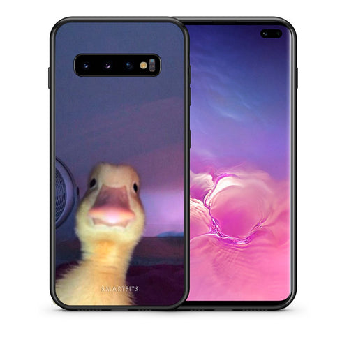Θήκη Samsung S10+ Meme Duck από τη Smartfits με σχέδιο στο πίσω μέρος και μαύρο περίβλημα | Samsung S10+ Meme Duck case with colorful back and black bezels