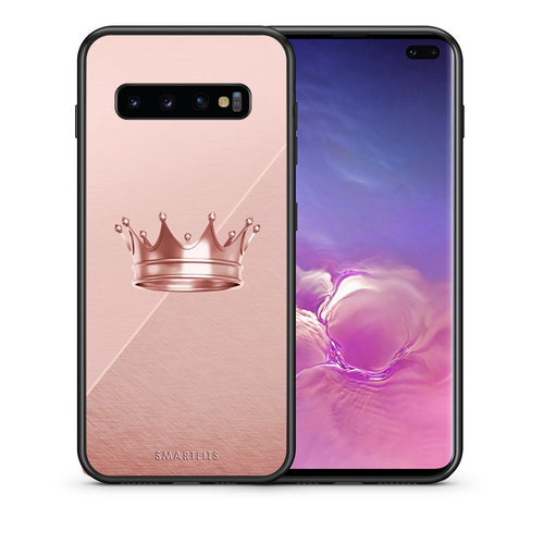 Θήκη Samsung S10+ Crown Minimal από τη Smartfits με σχέδιο στο πίσω μέρος και μαύρο περίβλημα | Samsung S10+ Crown Minimal case with colorful back and black bezels