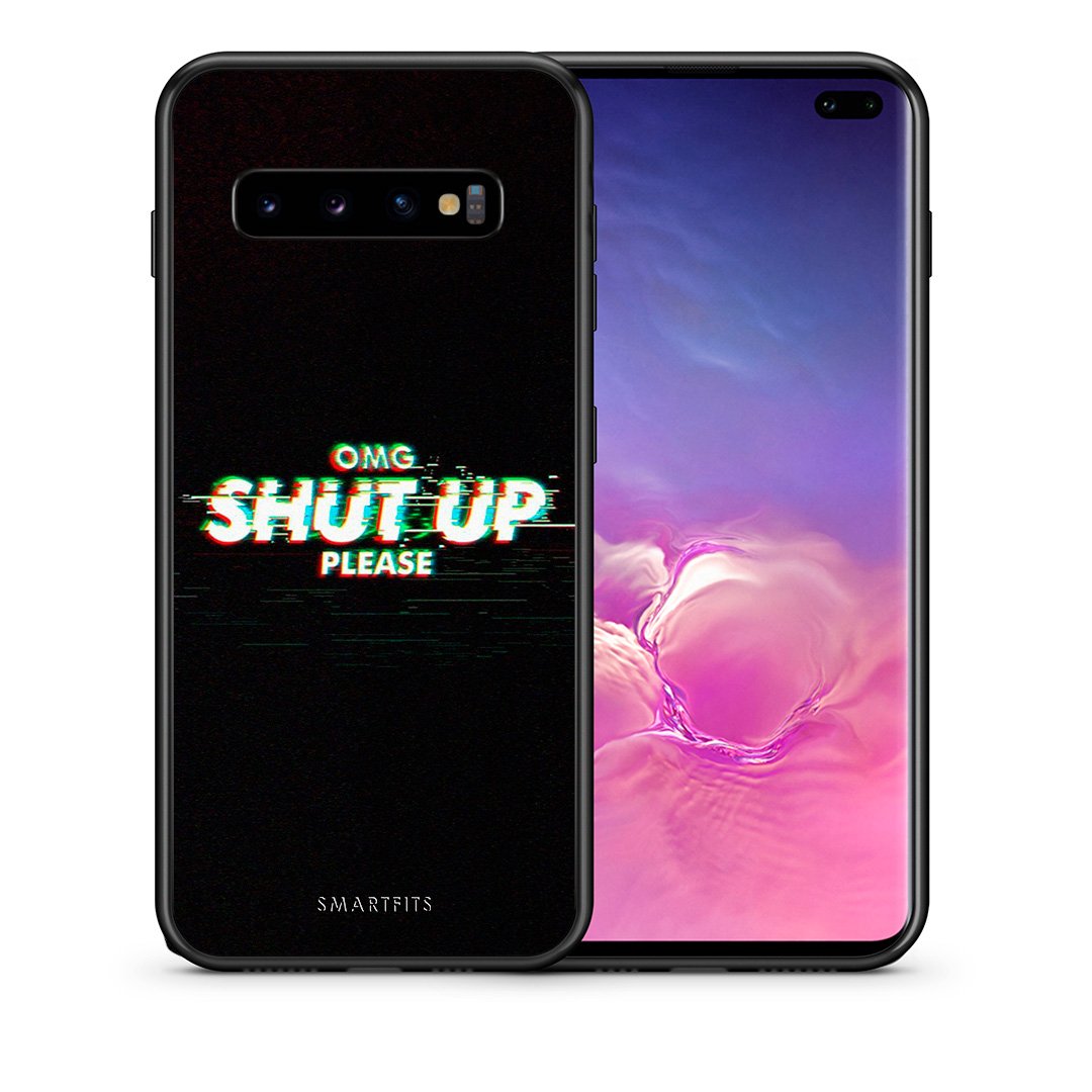 Θήκη Samsung S10+ OMG ShutUp από τη Smartfits με σχέδιο στο πίσω μέρος και μαύρο περίβλημα | Samsung S10+ OMG ShutUp case with colorful back and black bezels