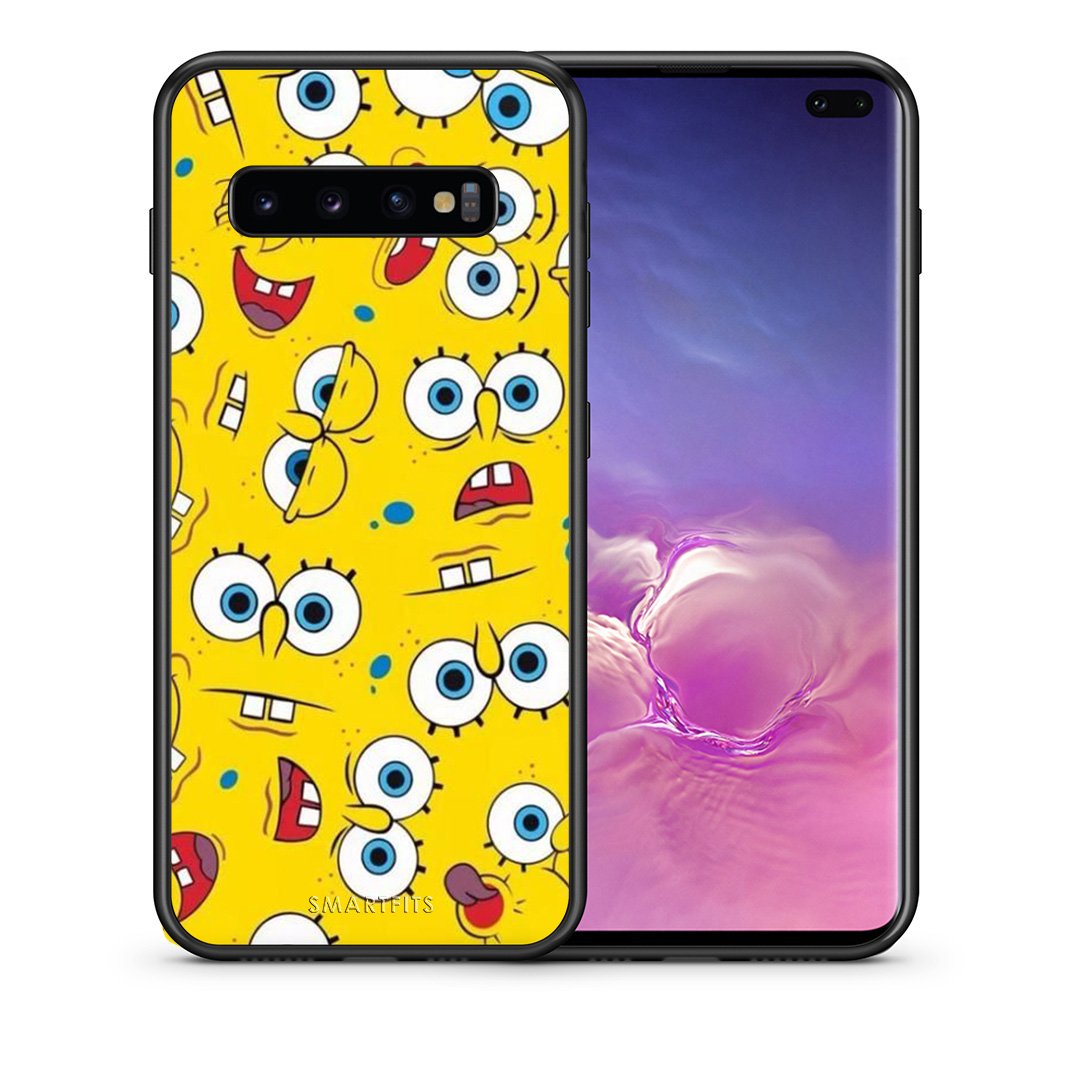 Θήκη Samsung S10+ Sponge PopArt από τη Smartfits με σχέδιο στο πίσω μέρος και μαύρο περίβλημα | Samsung S10+ Sponge PopArt case with colorful back and black bezels