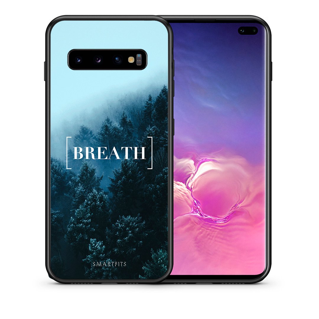 Θήκη Samsung S10+ Breath Quote από τη Smartfits με σχέδιο στο πίσω μέρος και μαύρο περίβλημα | Samsung S10+ Breath Quote case with colorful back and black bezels