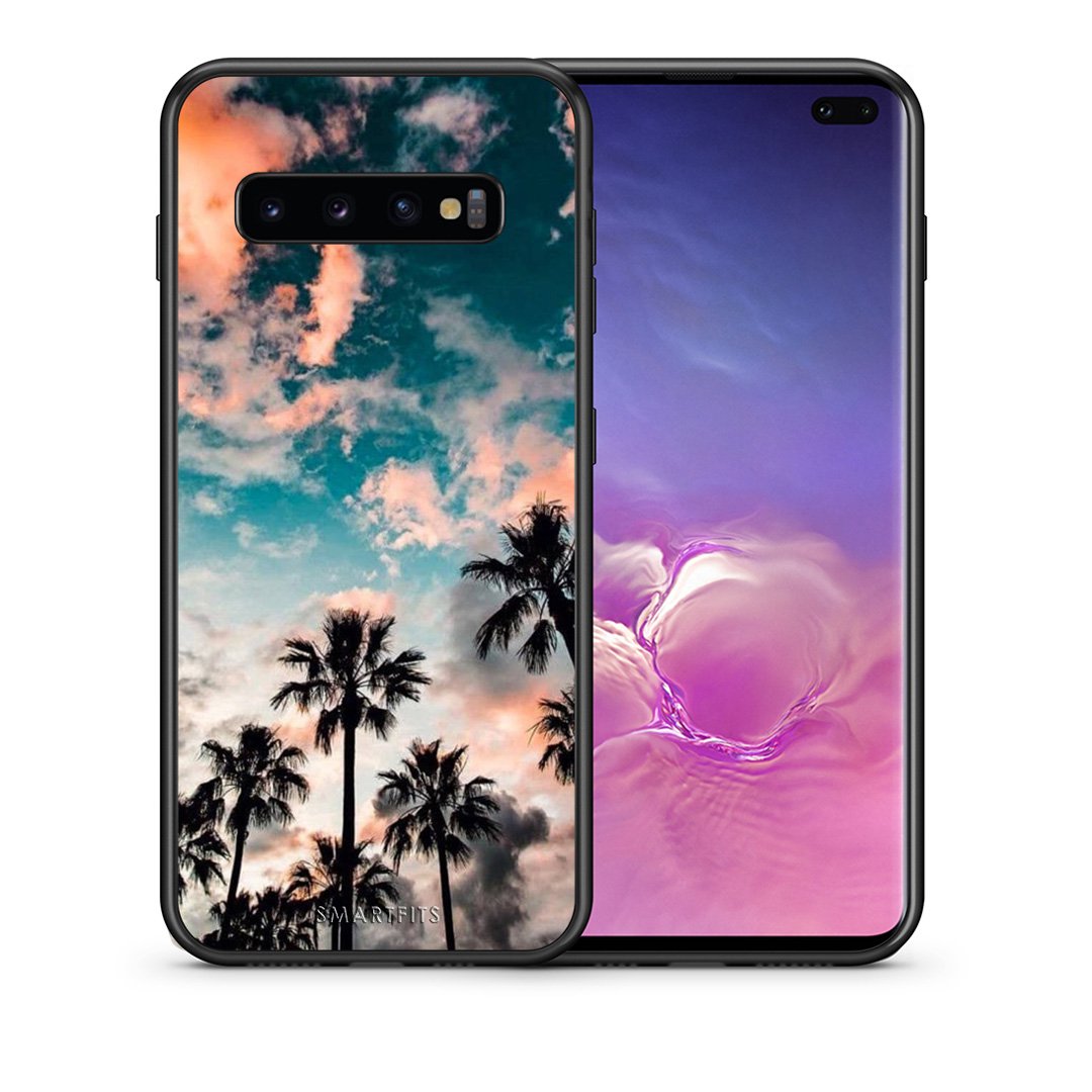 Θήκη Samsung S10+ Sky Summer από τη Smartfits με σχέδιο στο πίσω μέρος και μαύρο περίβλημα | Samsung S10+ Sky Summer case with colorful back and black bezels