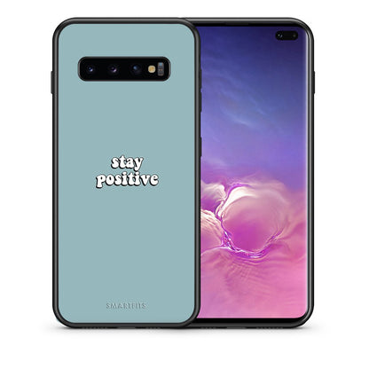 Θήκη Samsung S10+ Positive Text από τη Smartfits με σχέδιο στο πίσω μέρος και μαύρο περίβλημα | Samsung S10+ Positive Text case with colorful back and black bezels