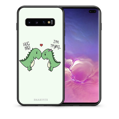 Θήκη Samsung S10+ Rex Valentine από τη Smartfits με σχέδιο στο πίσω μέρος και μαύρο περίβλημα | Samsung S10+ Rex Valentine case with colorful back and black bezels