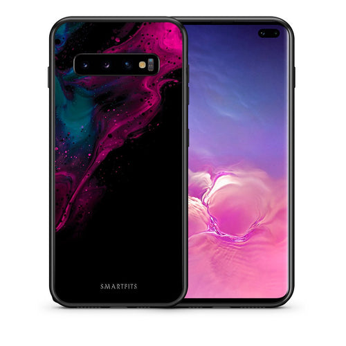 Θήκη Samsung S10+ Pink Black Watercolor από τη Smartfits με σχέδιο στο πίσω μέρος και μαύρο περίβλημα | Samsung S10+ Pink Black Watercolor case with colorful back and black bezels