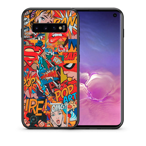 Θήκη Samsung S10 PopArt OMG από τη Smartfits με σχέδιο στο πίσω μέρος και μαύρο περίβλημα | Samsung S10 PopArt OMG case with colorful back and black bezels