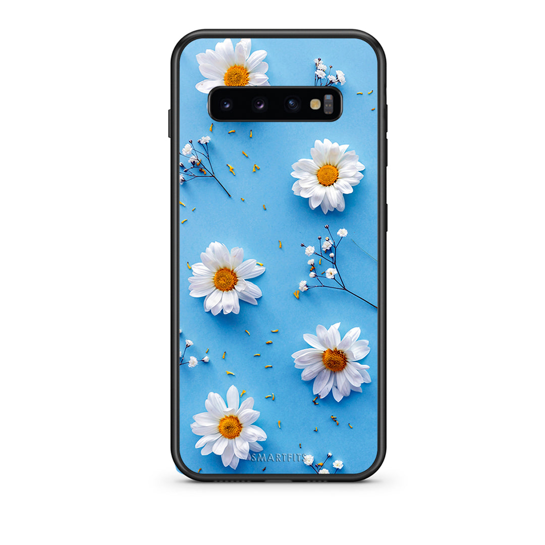 samsung s10 Real Daisies θήκη από τη Smartfits με σχέδιο στο πίσω μέρος και μαύρο περίβλημα | Smartphone case with colorful back and black bezels by Smartfits