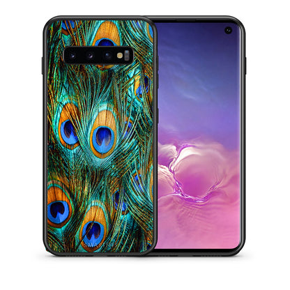 Θήκη Samsung S10+ Real Peacock Feathers από τη Smartfits με σχέδιο στο πίσω μέρος και μαύρο περίβλημα | Samsung S10+ Real Peacock Feathers case with colorful back and black bezels