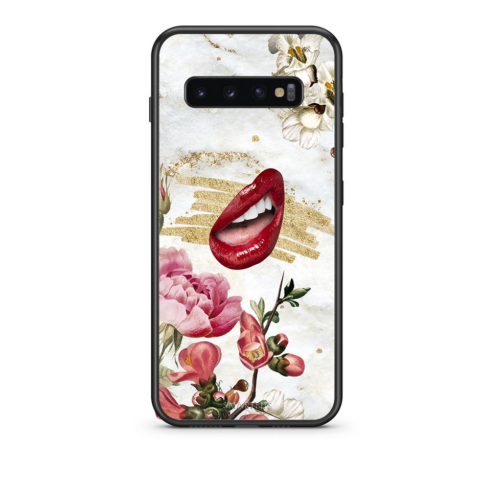 samsung s10 plus Red Lips θήκη από τη Smartfits με σχέδιο στο πίσω μέρος και μαύρο περίβλημα | Smartphone case with colorful back and black bezels by Smartfits