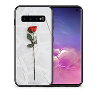 Thumbnail for Θήκη Samsung S10 Red Rose από τη Smartfits με σχέδιο στο πίσω μέρος και μαύρο περίβλημα | Samsung S10 Red Rose case with colorful back and black bezels