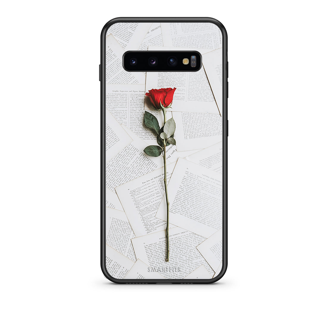 samsung s10 plus Red Rose θήκη από τη Smartfits με σχέδιο στο πίσω μέρος και μαύρο περίβλημα | Smartphone case with colorful back and black bezels by Smartfits