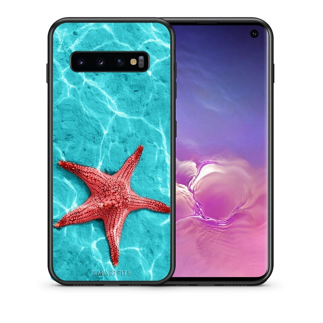 Θήκη Samsung S10 Red Starfish από τη Smartfits με σχέδιο στο πίσω μέρος και μαύρο περίβλημα | Samsung S10 Red Starfish case with colorful back and black bezels