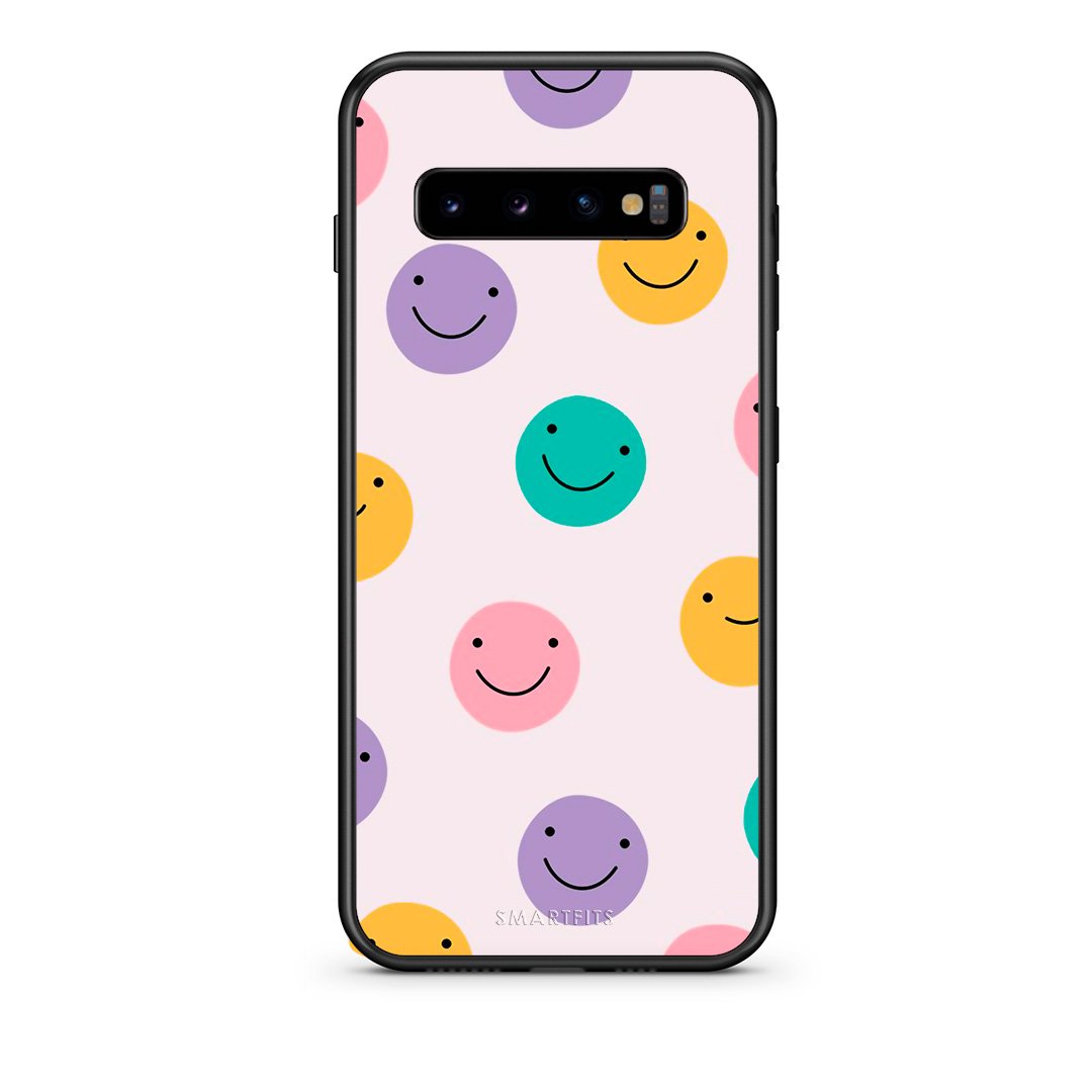 samsung s10 Smiley Faces θήκη από τη Smartfits με σχέδιο στο πίσω μέρος και μαύρο περίβλημα | Smartphone case with colorful back and black bezels by Smartfits