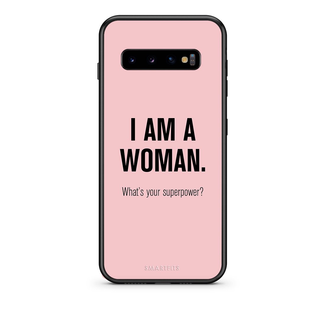 samsung s10 Superpower Woman θήκη από τη Smartfits με σχέδιο στο πίσω μέρος και μαύρο περίβλημα | Smartphone case with colorful back and black bezels by Smartfits