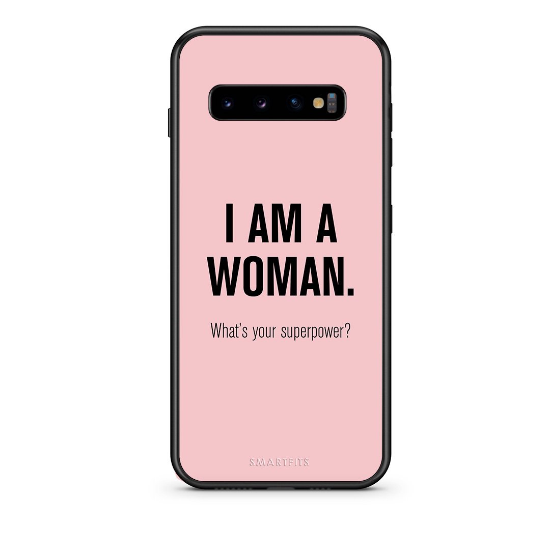 samsung s10 plus Superpower Woman θήκη από τη Smartfits με σχέδιο στο πίσω μέρος και μαύρο περίβλημα | Smartphone case with colorful back and black bezels by Smartfits