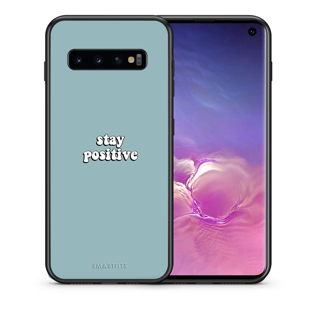 Θήκη Samsung S10 Positive Text από τη Smartfits με σχέδιο στο πίσω μέρος και μαύρο περίβλημα | Samsung S10 Positive Text case with colorful back and black bezels