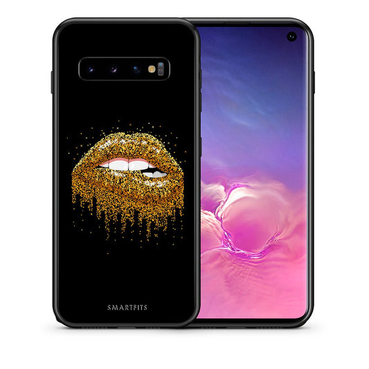 Θήκη Samsung S10 Golden Valentine από τη Smartfits με σχέδιο στο πίσω μέρος και μαύρο περίβλημα | Samsung S10 Golden Valentine case with colorful back and black bezels