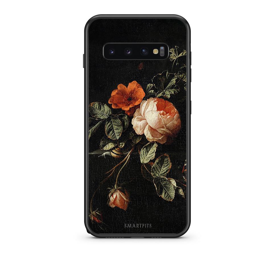 samsung s10 Vintage Roses θήκη από τη Smartfits με σχέδιο στο πίσω μέρος και μαύρο περίβλημα | Smartphone case with colorful back and black bezels by Smartfits