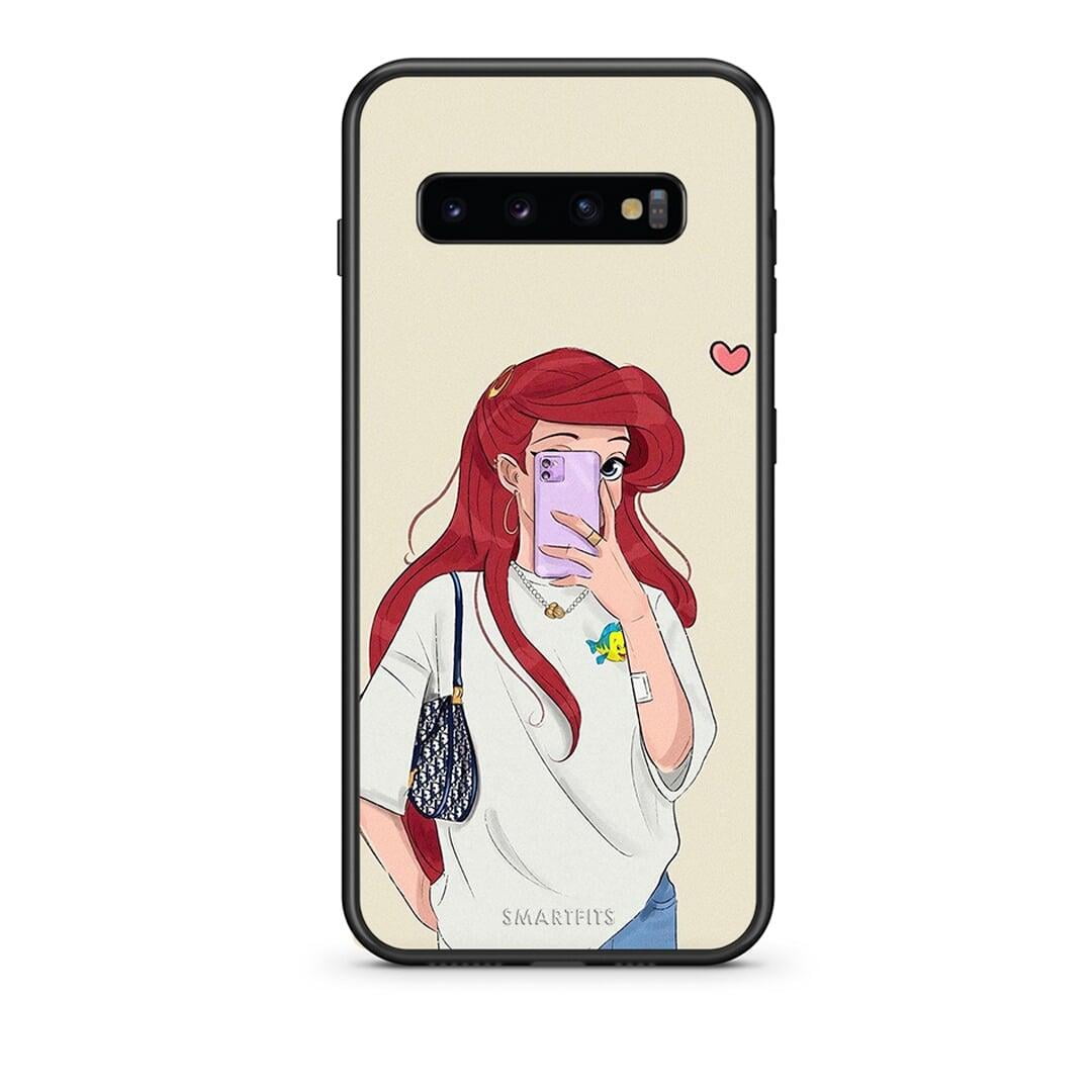 samsung s10 Walking Mermaid Θήκη από τη Smartfits με σχέδιο στο πίσω μέρος και μαύρο περίβλημα | Smartphone case with colorful back and black bezels by Smartfits