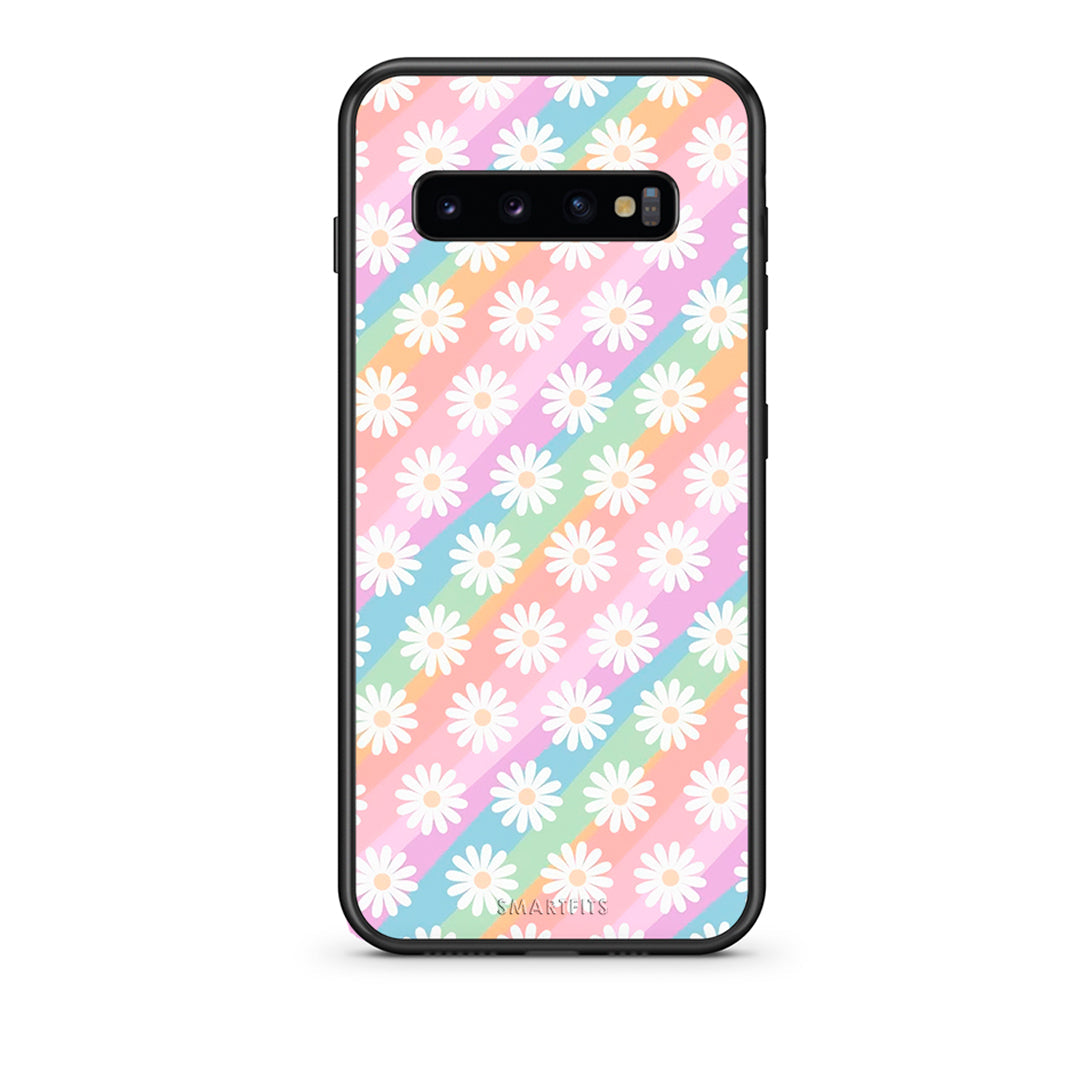 samsung s10 White Daisies θήκη από τη Smartfits με σχέδιο στο πίσω μέρος και μαύρο περίβλημα | Smartphone case with colorful back and black bezels by Smartfits