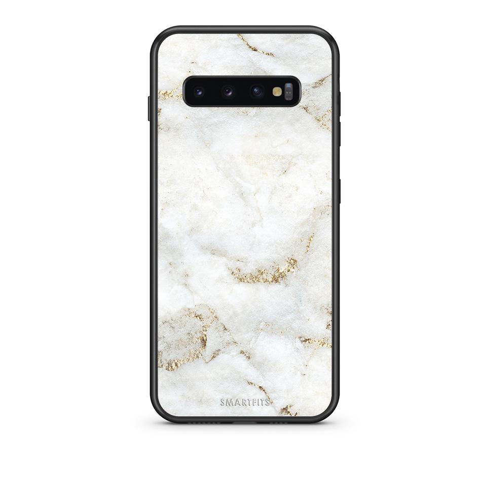 samsung s10 White Gold Marble θήκη από τη Smartfits με σχέδιο στο πίσω μέρος και μαύρο περίβλημα | Smartphone case with colorful back and black bezels by Smartfits