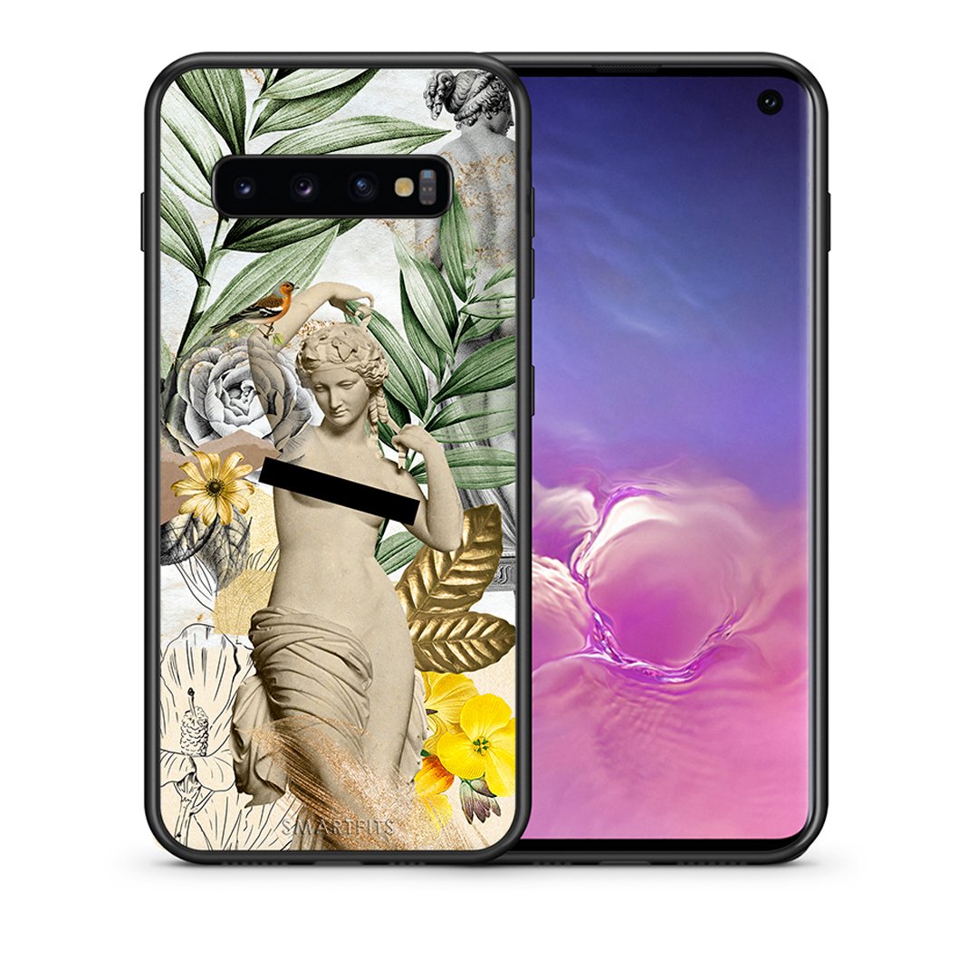 Θήκη Samsung S10 Woman Statue από τη Smartfits με σχέδιο στο πίσω μέρος και μαύρο περίβλημα | Samsung S10 Woman Statue case with colorful back and black bezels