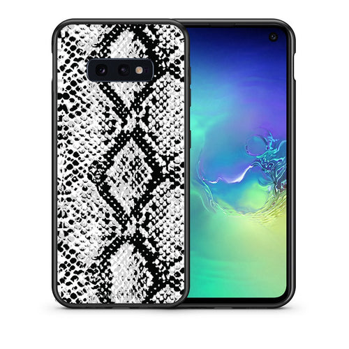 Θήκη Samsung S10e White Snake Animal από τη Smartfits με σχέδιο στο πίσω μέρος και μαύρο περίβλημα | Samsung S10e White Snake Animal case with colorful back and black bezels