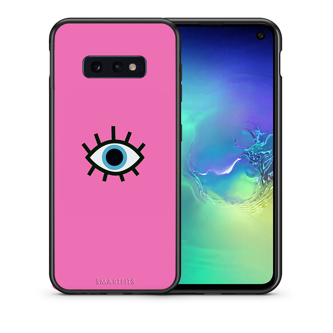 Θήκη Samsung S10e Blue Eye Pink από τη Smartfits με σχέδιο στο πίσω μέρος και μαύρο περίβλημα | Samsung S10e Blue Eye Pink case with colorful back and black bezels