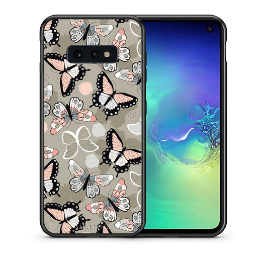 Θήκη Samsung S10e Butterflies Boho από τη Smartfits με σχέδιο στο πίσω μέρος και μαύρο περίβλημα | Samsung S10e Butterflies Boho case with colorful back and black bezels