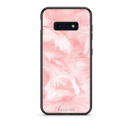 33 - samsung galaxy s10e  Pink Feather Boho case, cover, bumper