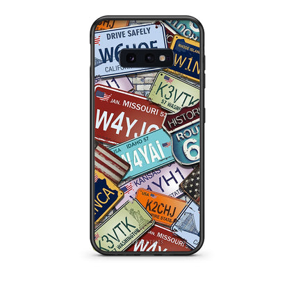 samsung s10e Car Plates θήκη από τη Smartfits με σχέδιο στο πίσω μέρος και μαύρο περίβλημα | Smartphone case with colorful back and black bezels by Smartfits