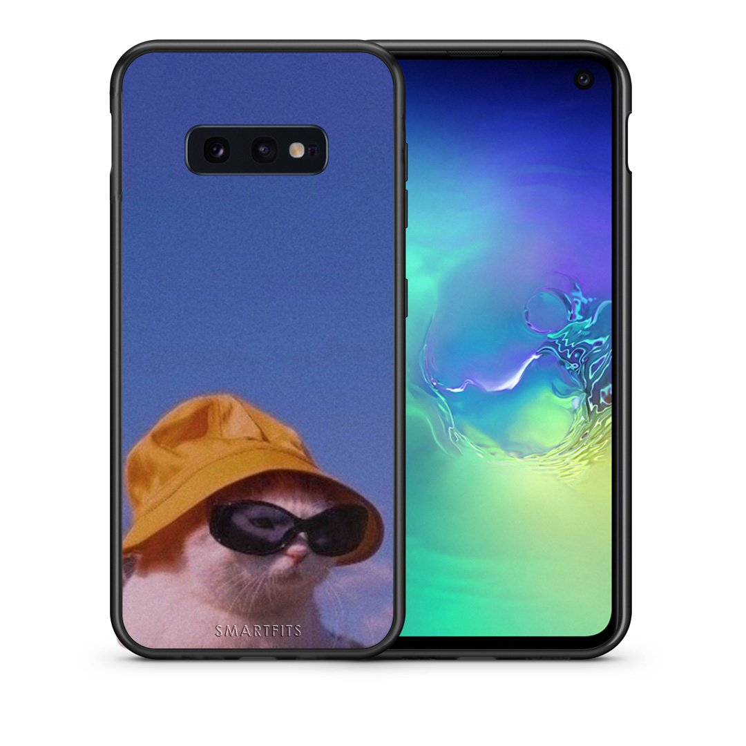 Θήκη Samsung S10e Cat Diva από τη Smartfits με σχέδιο στο πίσω μέρος και μαύρο περίβλημα | Samsung S10e Cat Diva case with colorful back and black bezels