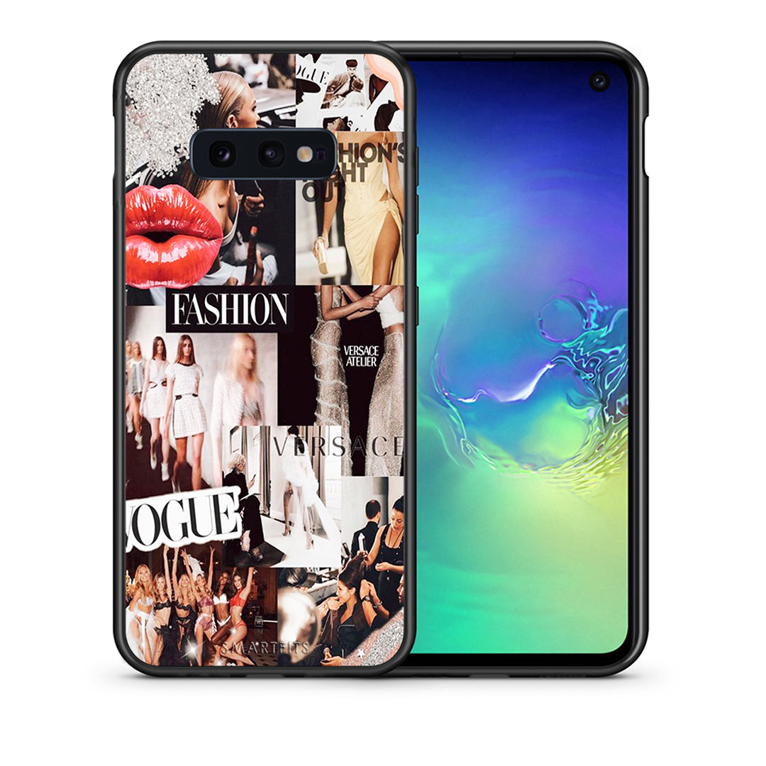 Θήκη Αγίου Βαλεντίνου Samsung S10e Collage Fashion από τη Smartfits με σχέδιο στο πίσω μέρος και μαύρο περίβλημα | Samsung S10e Collage Fashion case with colorful back and black bezels