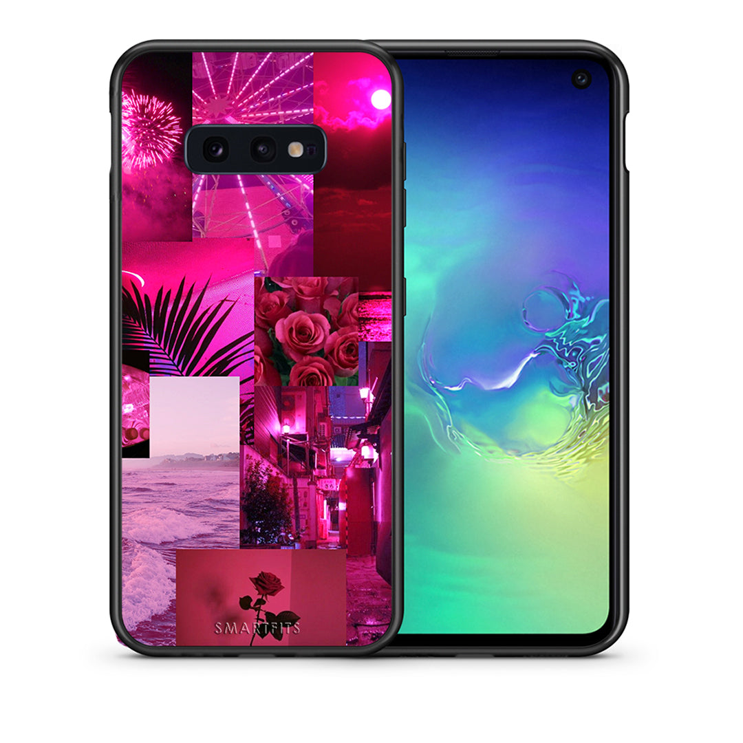 Θήκη Αγίου Βαλεντίνου Samsung S10e Collage Red Roses από τη Smartfits με σχέδιο στο πίσω μέρος και μαύρο περίβλημα | Samsung S10e Collage Red Roses case with colorful back and black bezels