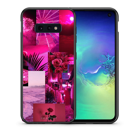 Θήκη Αγίου Βαλεντίνου Samsung S10e Collage Red Roses από τη Smartfits με σχέδιο στο πίσω μέρος και μαύρο περίβλημα | Samsung S10e Collage Red Roses case with colorful back and black bezels