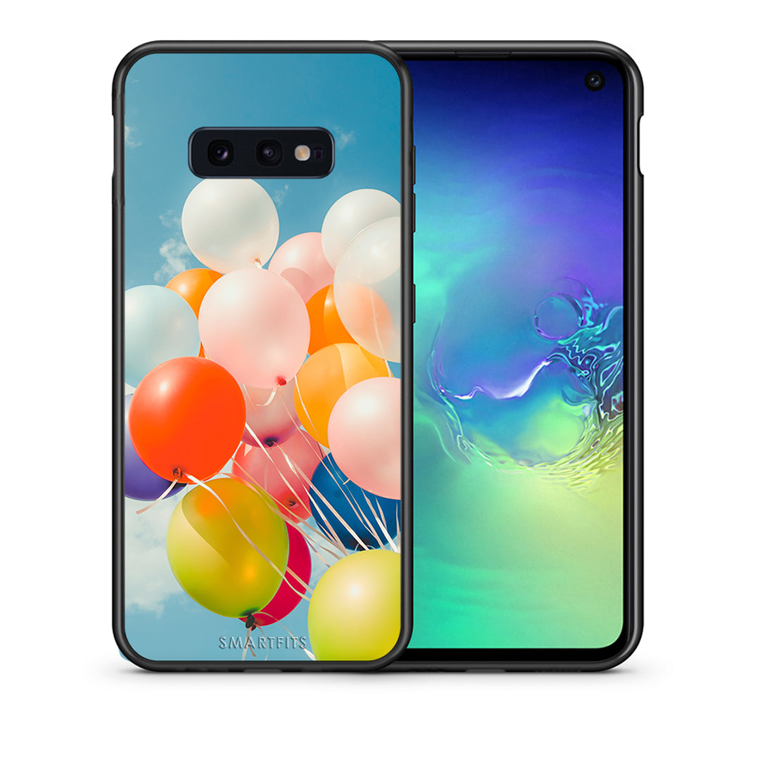 Θήκη Samsung S10e Colorful Balloons από τη Smartfits με σχέδιο στο πίσω μέρος και μαύρο περίβλημα | Samsung S10e Colorful Balloons case with colorful back and black bezels