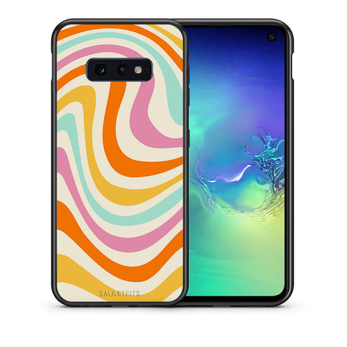 Θήκη Samsung S10e Colourful Waves από τη Smartfits με σχέδιο στο πίσω μέρος και μαύρο περίβλημα | Samsung S10e Colourful Waves case with colorful back and black bezels