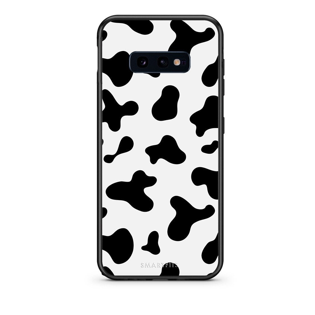 samsung s10e Cow Print θήκη από τη Smartfits με σχέδιο στο πίσω μέρος και μαύρο περίβλημα | Smartphone case with colorful back and black bezels by Smartfits