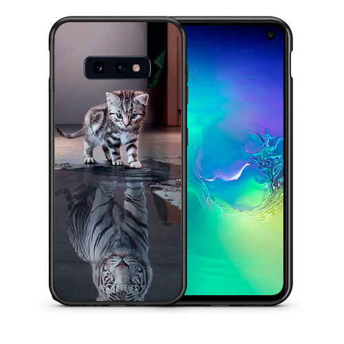Θήκη Samsung S10e Tiger Cute από τη Smartfits με σχέδιο στο πίσω μέρος και μαύρο περίβλημα | Samsung S10e Tiger Cute case with colorful back and black bezels